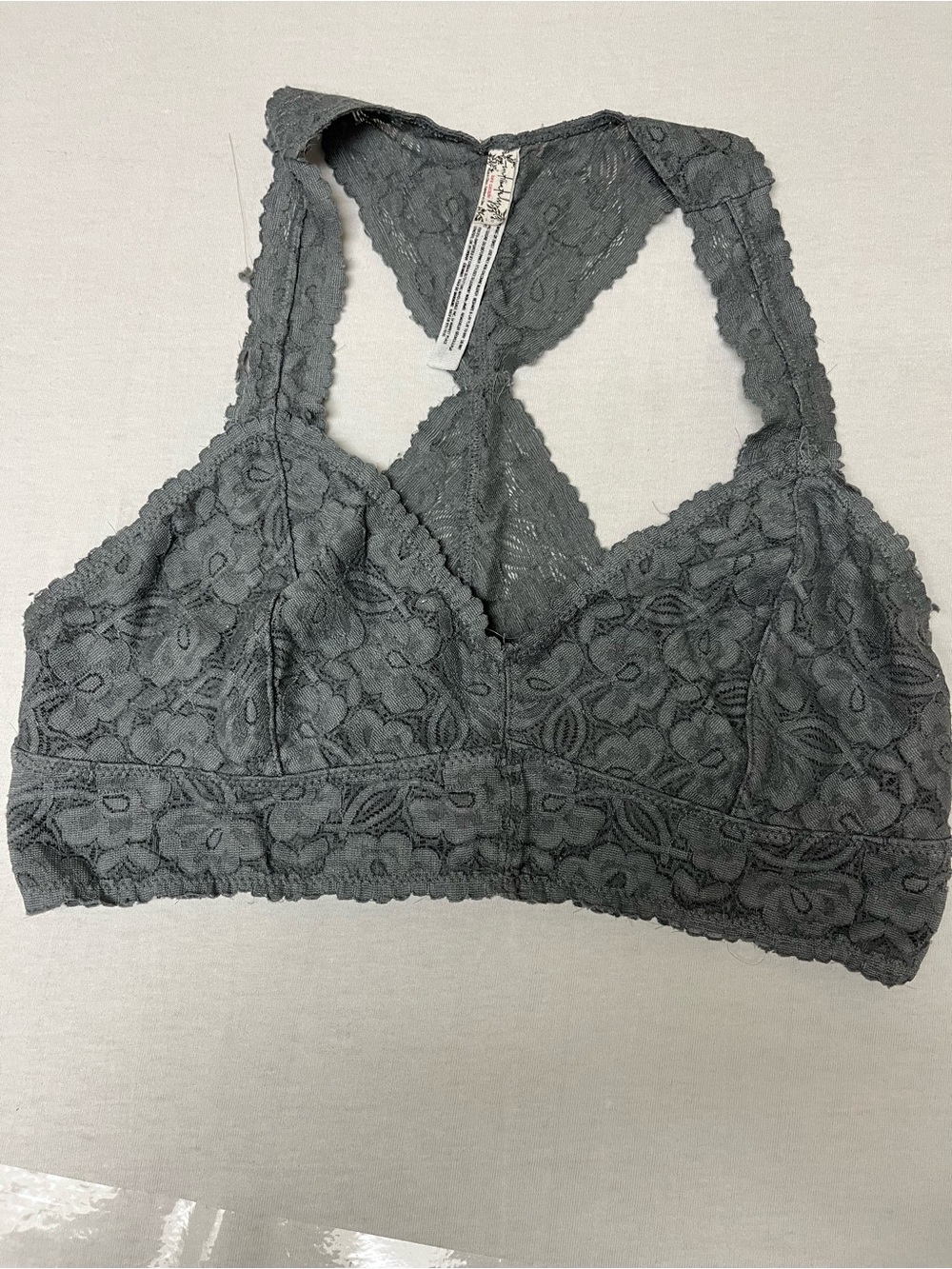 Free People Floral Lace Bralette in Charcoal - Picture 2 of 7